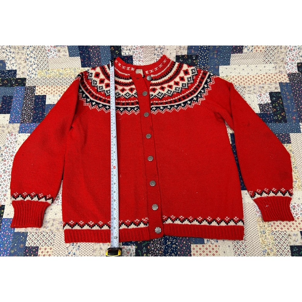 Vintage 1960's Husfliden Lillehammer Red Knit Wool‎ Sweater Made in Norway - Picture 11 of 11
